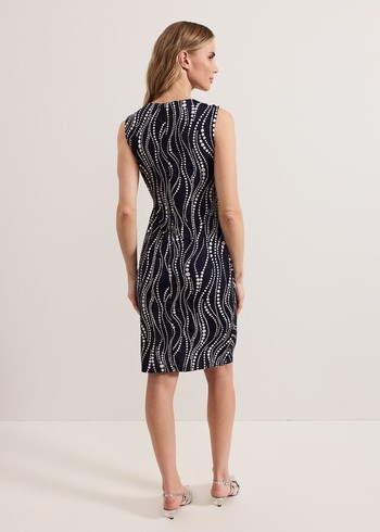 Phase Eight Josey Pearl Dress Navy/White Canada | CAHODX-731